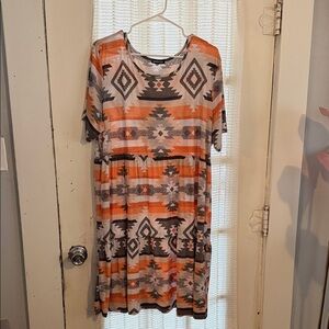 HEIMISH USA Aztec Print Orange and Black  Dress